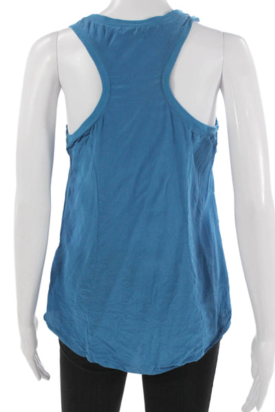 Joie Womens Silk Scoop Neck Sleeveless Basic Tank Blue Size XS