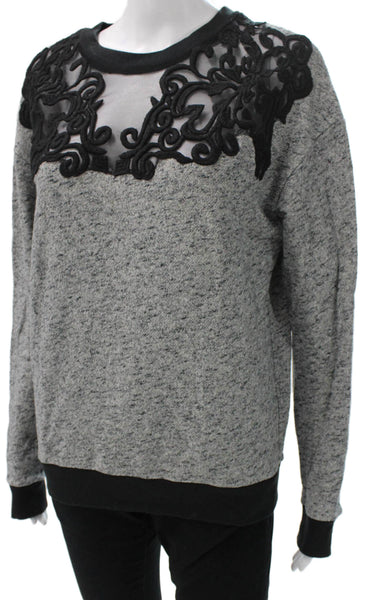 Bitte Kai Rand Women Full Zip Sweater Black Geometric Cotton Round Neck Size L