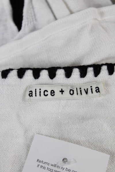 Alice + Olivia Women Cropped Tank White Cotton Blend Sleeveless Neck Size S