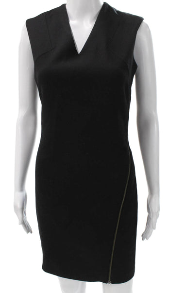 Helmut Helmut Lang Womens Sheath Dress Black V-Neck Zip Size S