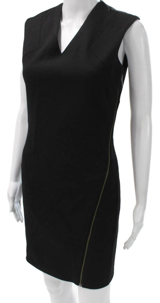 Helmut Helmut Lang Womens Sheath Dress Black V-Neck Zip Size S