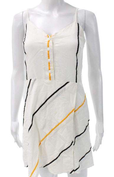 Rag & Bone Women Wrap Dress White Striped V-Neck Sleeveless Viscose Size XS