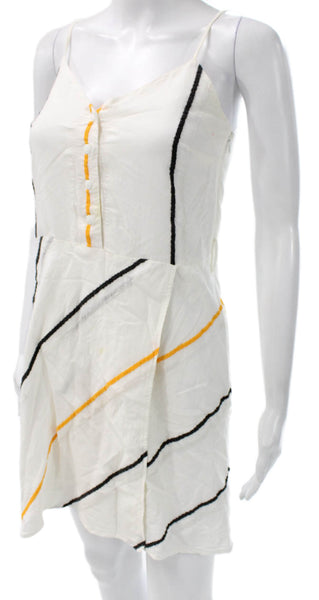 Rag & Bone Women Wrap Dress White Striped V-Neck Sleeveless Viscose Size XS