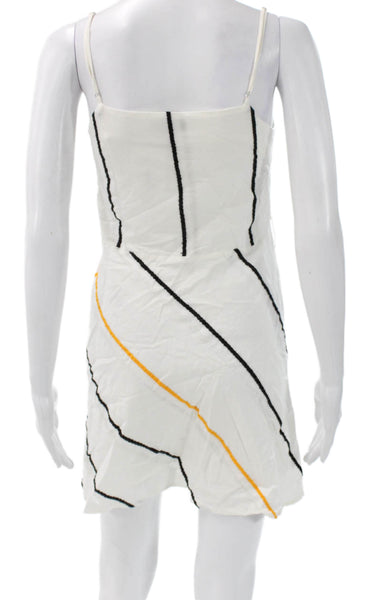 Rag & Bone Women Wrap Dress White Striped V-Neck Sleeveless Viscose Size XS