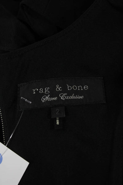 Rag & Bone Women Sheath Dress Black Sleeveless Round Neck Knee Length Zip Size 2