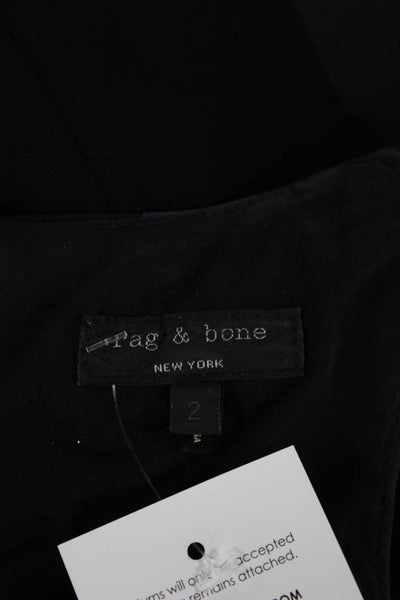 Rag & Bone Womens Black Sheath Dress Sleeveless Crew Neck Knee Length Size 2