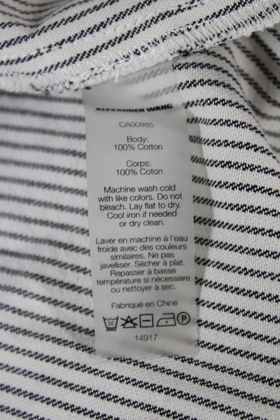 T Alexander Wang Women White Striped V Neck Short Sleeve T Shirt Dress Size 10