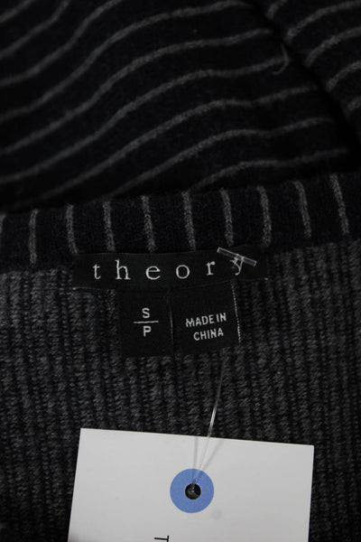 Theory Womens Fit & Flare Black Wool Striped Knee Dress Size S