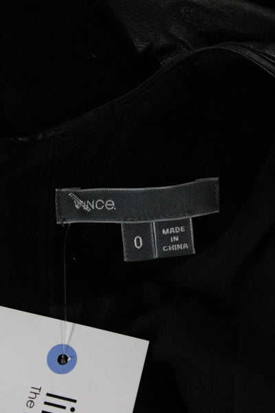 Vince Womens Shift Dress Black Suede Sleeveless Zip Round Neck Size 0