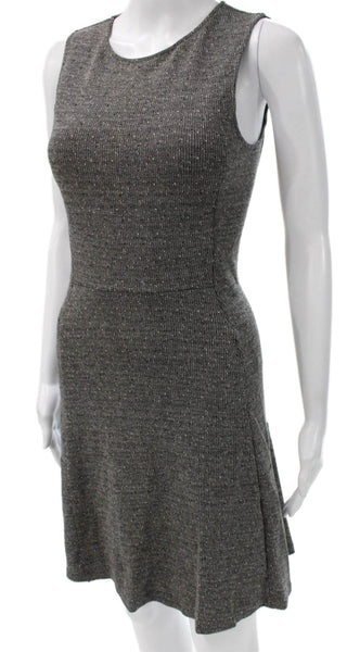 Theory Womens Fit & Flare Dress Gray Sleeveless Knee Length Cotton Blend Size 2