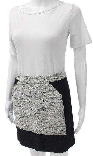 3.1 Phillip Lim Womens Black Striped Linen Pencil Mini Skirt Size 0