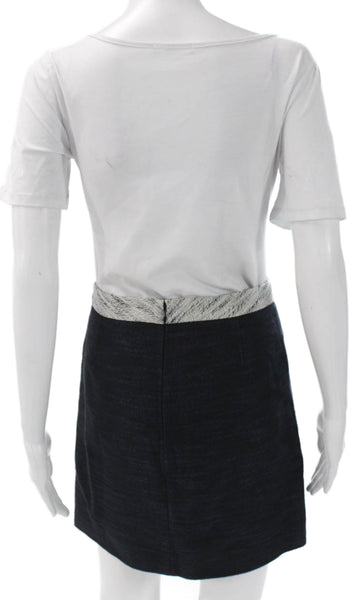 3.1 Phillip Lim Womens Black Striped Linen Pencil Mini Skirt Size 0