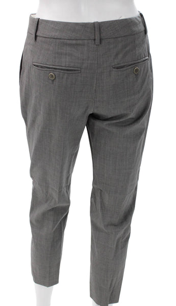 Theory Womens Ankle Wool Pants Gray Zip Solid Size 0