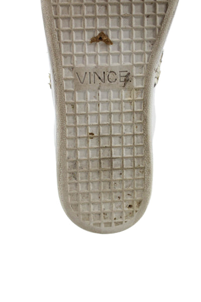 Vince Womens Embossed Snakes Skin Slip On Sneakers Shoes White Brown Size 5.5M