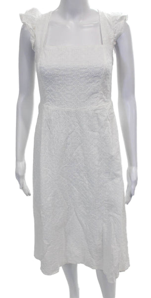 Lost + Wander Women Sundress White Square Neck Midi Zip Size XS