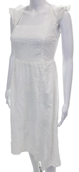 Lost + Wander Women Sundress White Square Neck Midi Zip Size XS