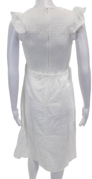 Lost + Wander Women Sundress White Square Neck Midi Zip Size XS