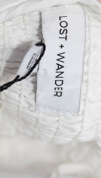 Lost + Wander Women Sundress White Square Neck Midi Zip Size XS