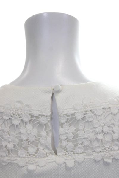 J Crew Women Shift Dress White Cotton Sleeveless Round Neck Floral Short Size 0