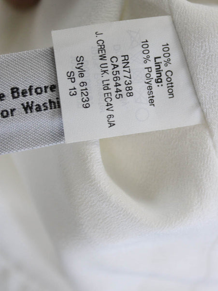 J Crew Women Shift Dress White Cotton Sleeveless Round Neck Floral Short Size 0