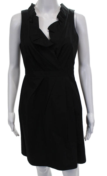 J Crew Women Sheath Dress Black Sleeveless V Neck Cotton Zip Size 6P