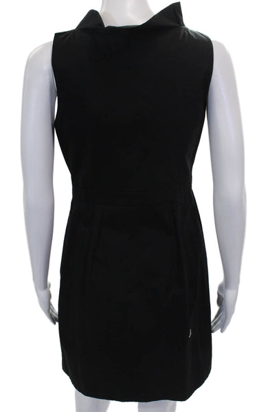 J Crew Women Sheath Dress Black Sleeveless V Neck Cotton Zip Size 6P