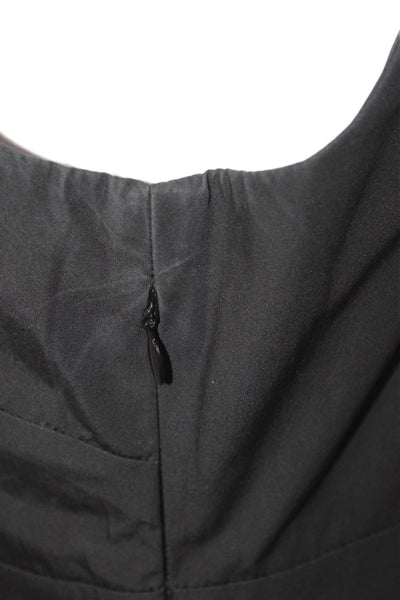 J Crew Women Sheath Dress Black Sleeveless V Neck Cotton Zip Size 6P