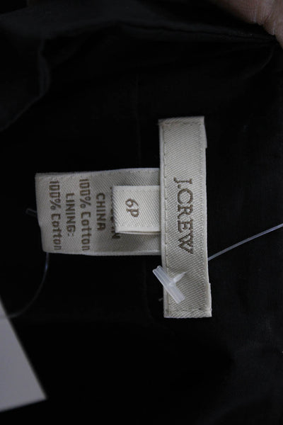 J Crew Women Sheath Dress Black Sleeveless V Neck Cotton Zip Size 6P