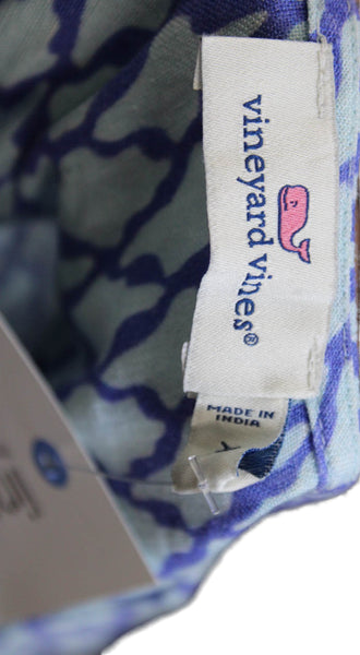 Vineyard Vines Womens Blue Geometric V Neck Long Sleeve Shift Dress Size XS