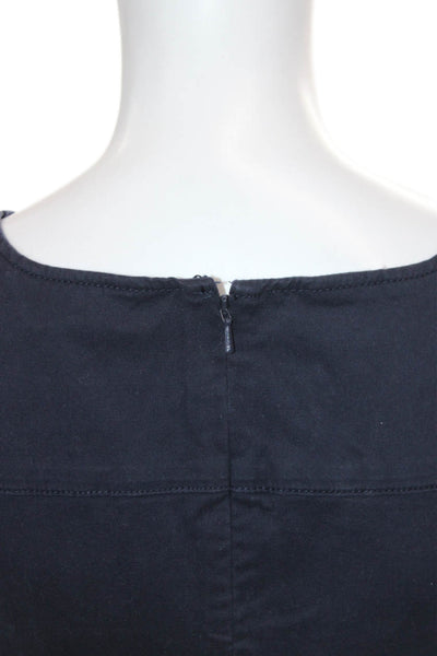 Boden Womens Sheath Dress Blue Cotton Sleeveless Round Neck Short Zip Size 4P