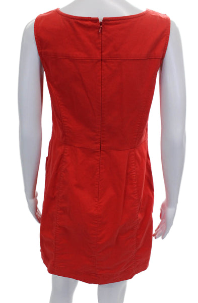 Boden Women Red Sheath Dress Cotton Sleeveless Round Neck Zip Short Size 4