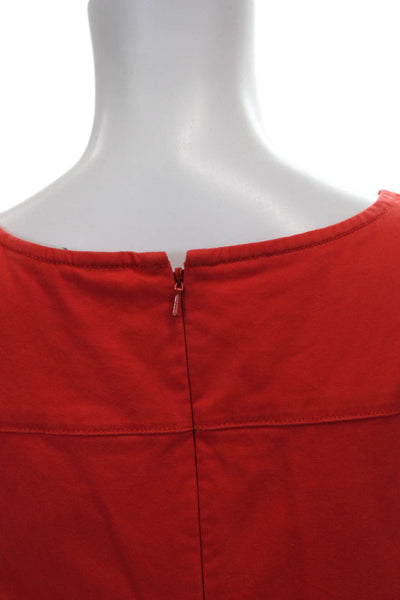 Boden Women Red Sheath Dress Cotton Sleeveless Round Neck Zip Short Size 4