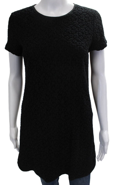 Madewell et Sezane Womens Shift Blouse Black Short Sleeve Round Neck Size XS