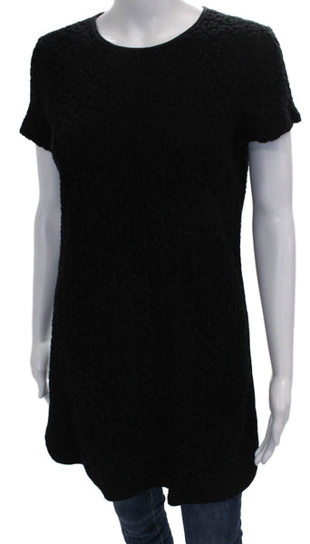 Madewell et Sezane Womens Shift Blouse Black Short Sleeve Round Neck Size XS
