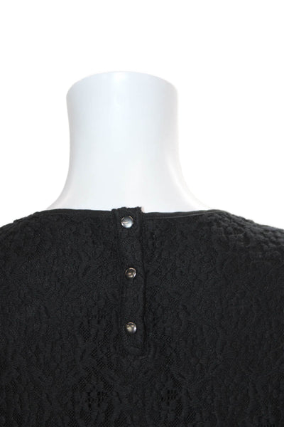 Madewell et Sezane Womens Shift Blouse Black Short Sleeve Round Neck Size XS
