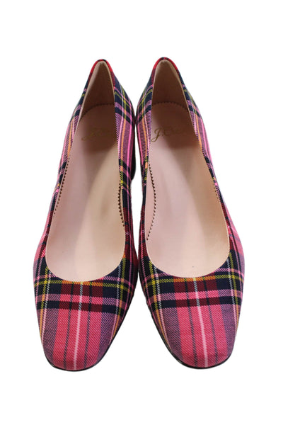 J Crew Womens Plaid Square Toe Pumps Heels Multicolor Size 5.5