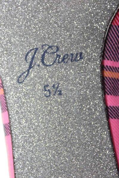 J Crew Womens Plaid Square Toe Pumps Heels Multicolor Size 5.5
