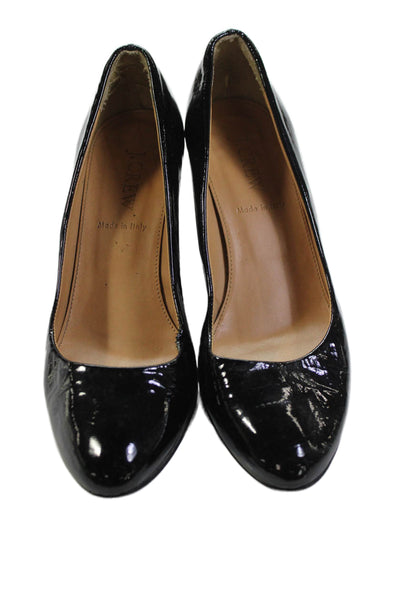 J Crew Womens Patent Leather Slip Wedge Heels Black Size 5.5