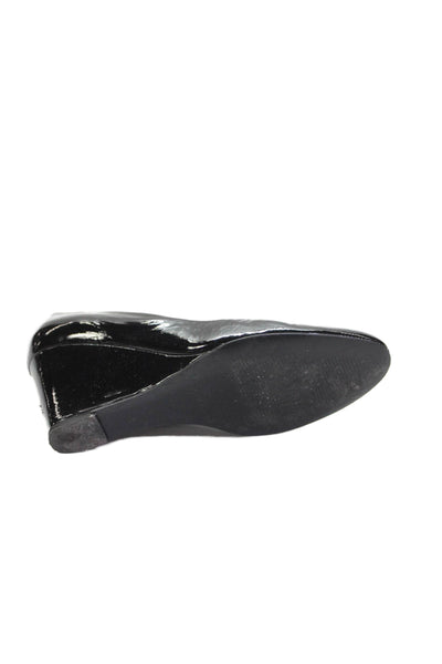 J Crew Womens Patent Leather Slip Wedge Heels Black Size 5.5