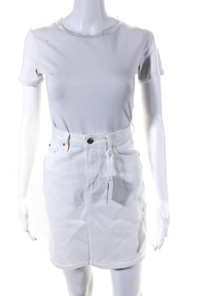 Tommy Hilfiger Womens New With Tags Has Pockets Denim Jean Skirt White Size 32