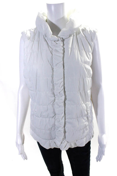 Tribal Women's Stand Up Collar Zip Up Puffer Vest White Size Small