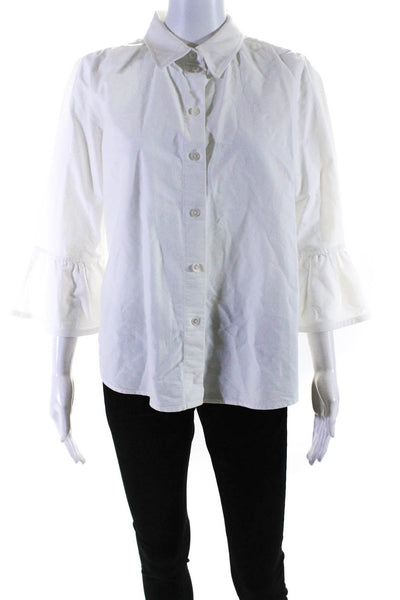 Marc Jacobs Women's 3/4 Sleeve Button Down Shirt White Size 10