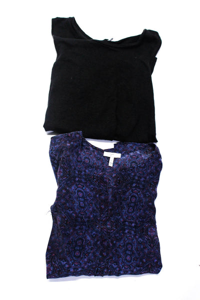 Joie Vince Womens Silk Tank Top Blouses Black Purple Size XS S Lot 2