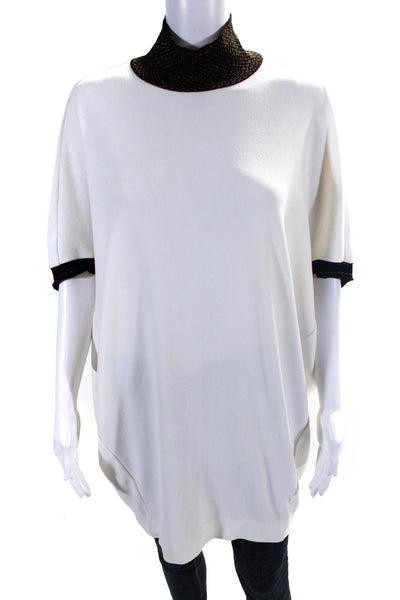 By Malene Birger Womens Oversized 3/4 Sleeve Mock Neck Shirt White Size Large