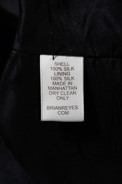 Brian Reyes Womens Cap Sleeve Layered Neckline Silk Blouse Black Size 6