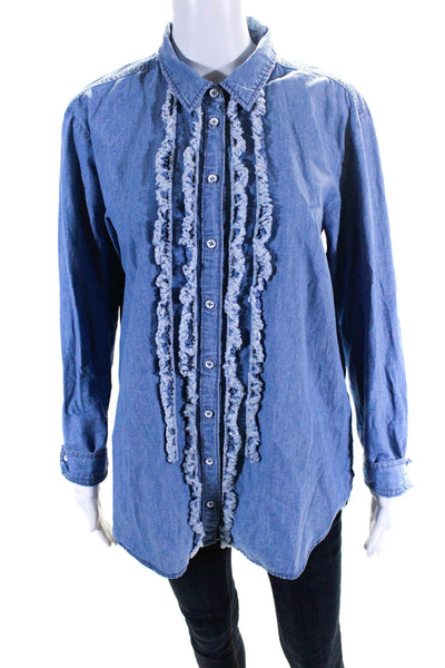 Pilcro and the Letterpress Anthropologie Womens Button Down Shirt Blue Size Smal