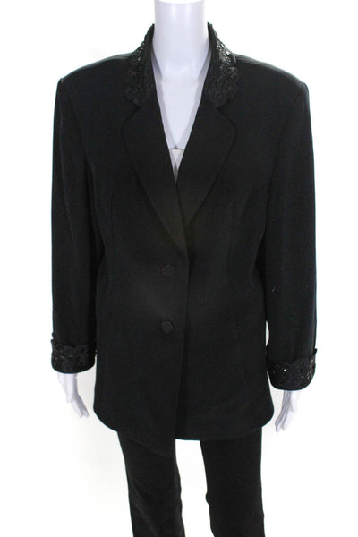 Alta Moda Couture Womens Beaded Detail Jacket Black Size Medium