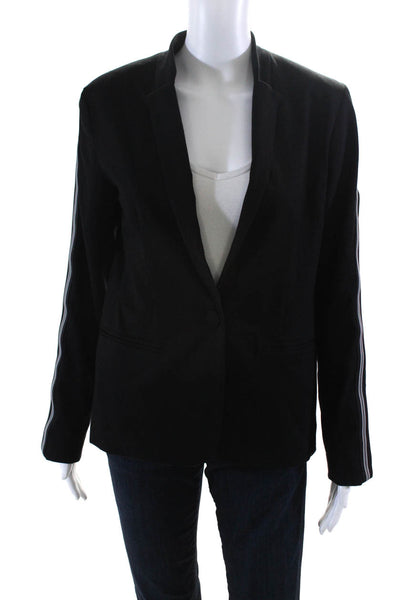Drew Womens Elastic Stripe Ponte Blazer Jacket Black Size Small