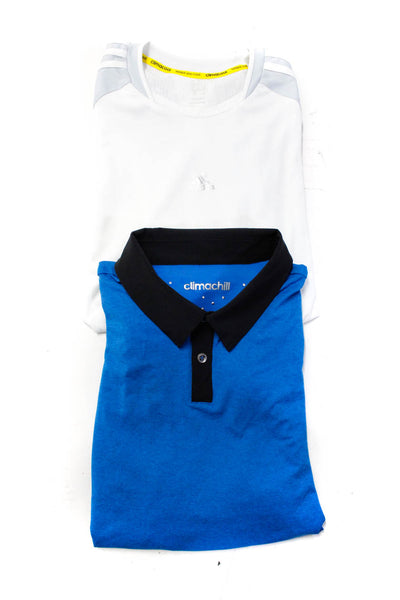 Adidas Men's T-Shirt Polo Shirt White Blue Size L Lot 2