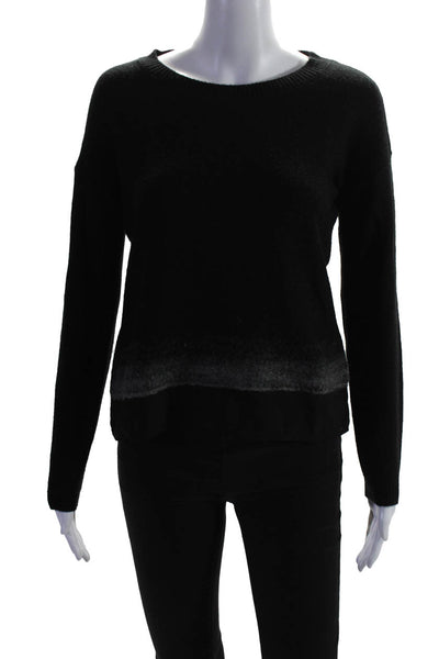 Yoana Baraschi Womens Scoop Neck Sheer Trim Sweatshirt Black Gray Size XS